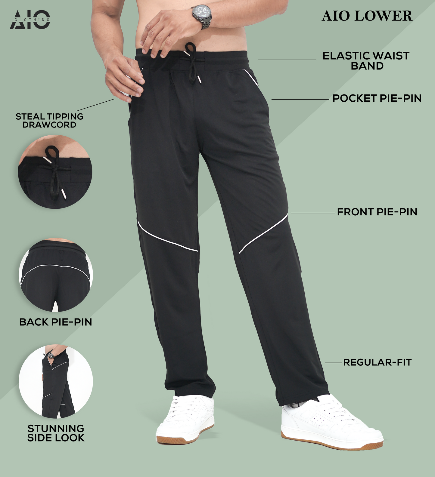 Aio Men's Taiwan Lower Stylish Pie Pin Pattern